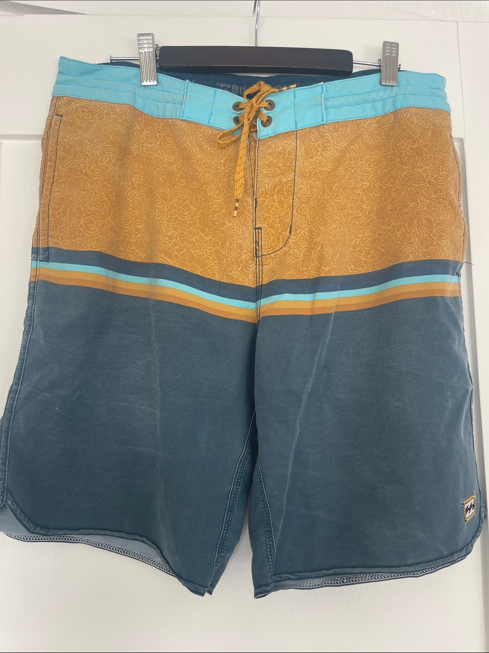 Men's Billabong Colorblock Swim Trunks - Blue & Tan